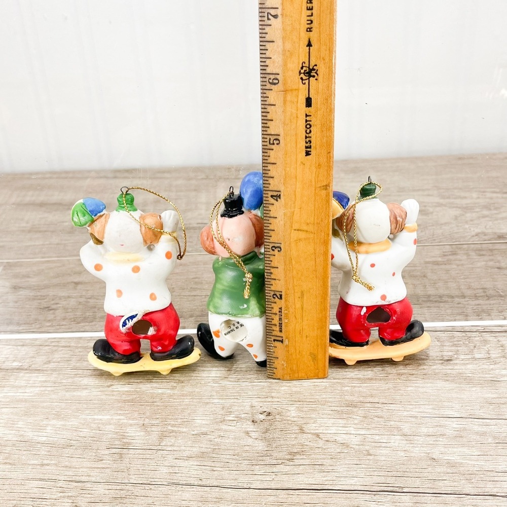 Ceramic Christmas Clown Ornaments Each Are Very Detailed SET OF 3 - Picture 5 of 6